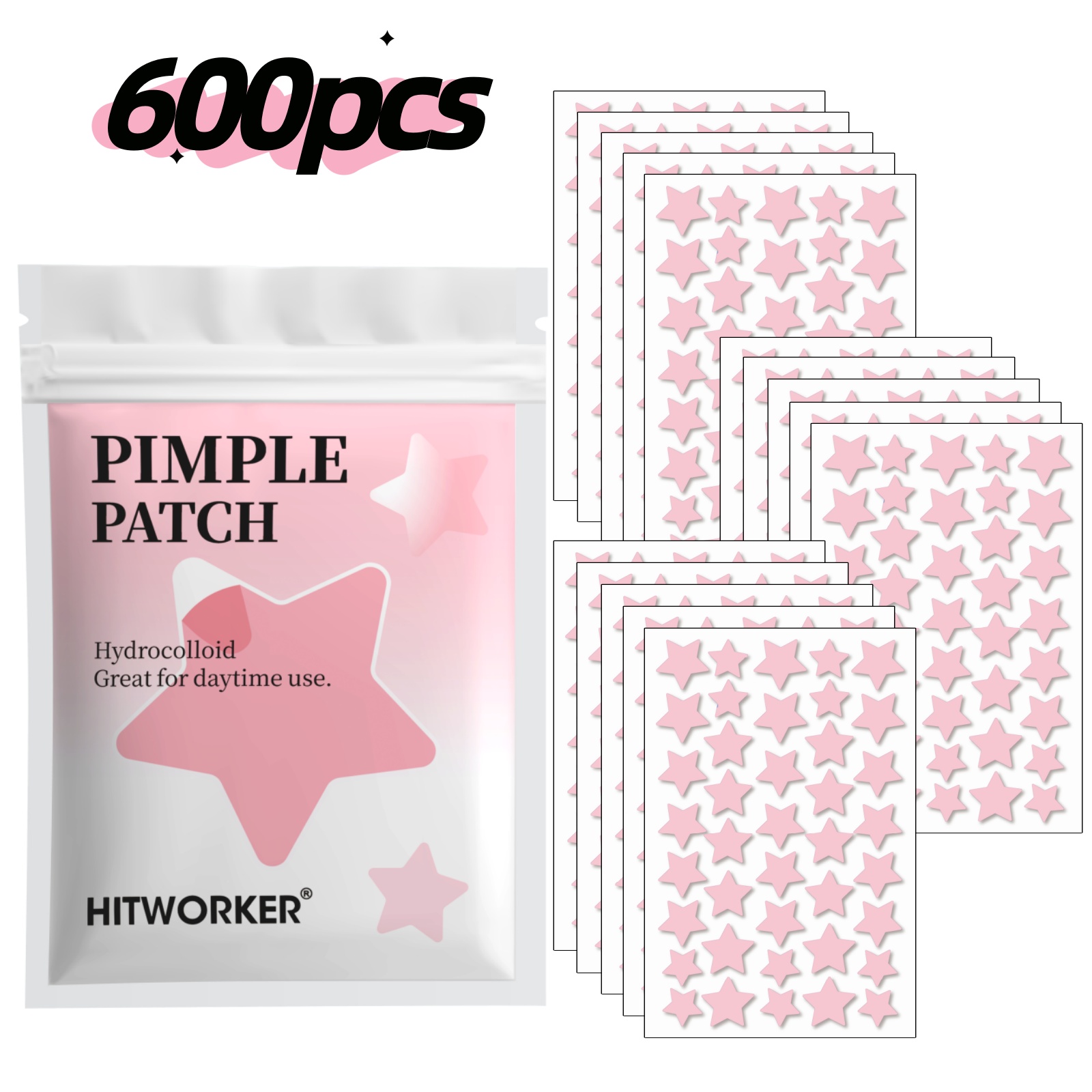 600pcs Pink Star Acne Patches, - Tea Tree Spot Treatment ulasan dan harga