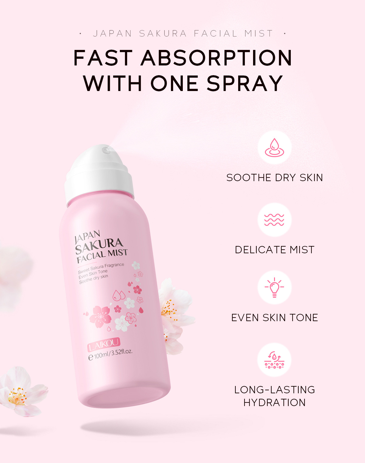 LAIKOU Sakura Facial Mist Brig - Skincare Niacinamide ulasan dan harga